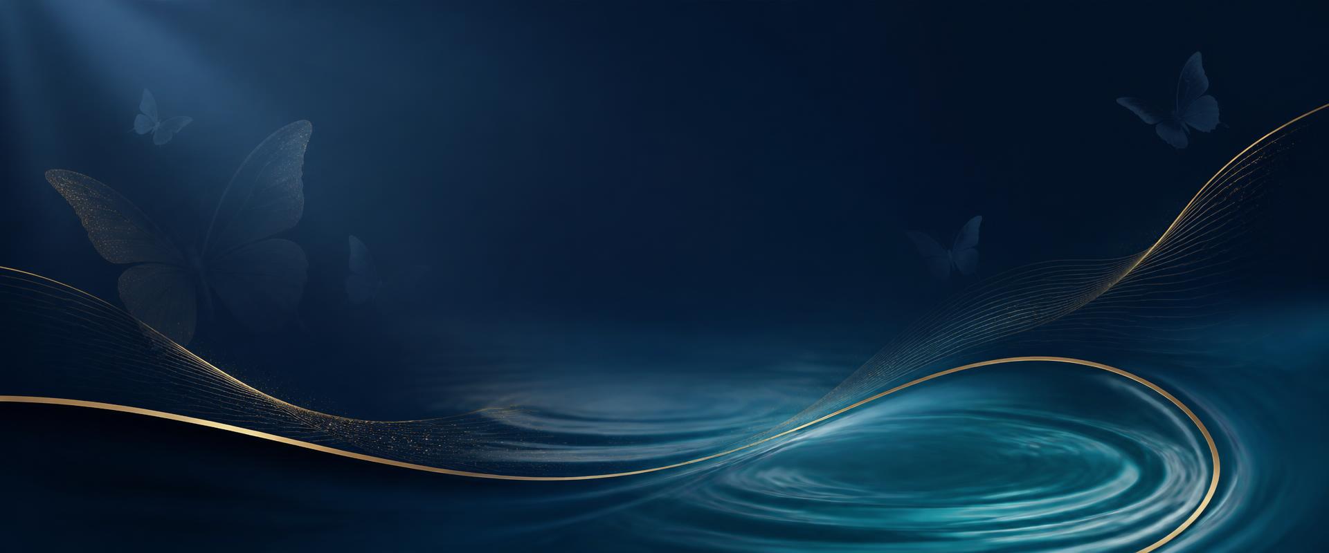 Abstract flowing water with gold accents
